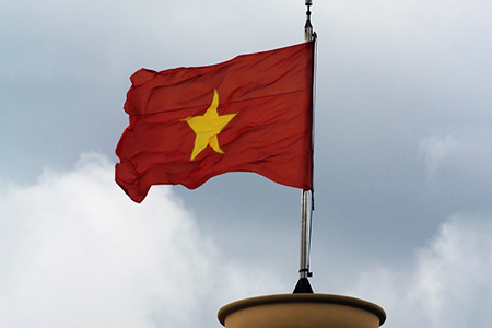 Vietnam flag on the flag tower