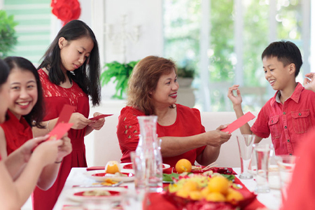 Family celebrating Lunar New Year