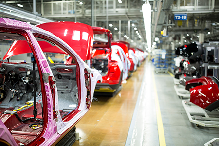 Modern automatized car production in a factory