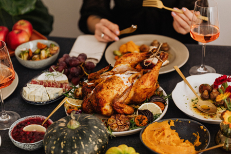 Roasted Turkey on White Ceramic Plate