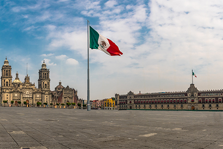 Panoramic view of Zocalo and Cathedral - Mexico City, Mexico