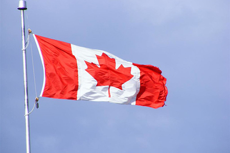 Canada Flag waving in wind