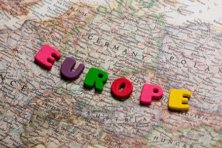 photo of map of European countries and colorful letters on the wonderful background