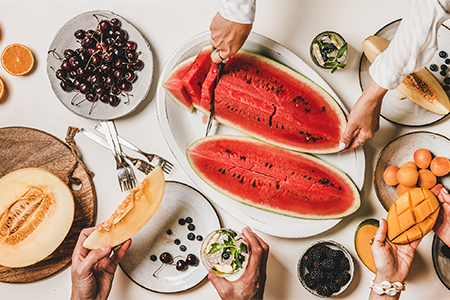 Summer tropical fruit party table