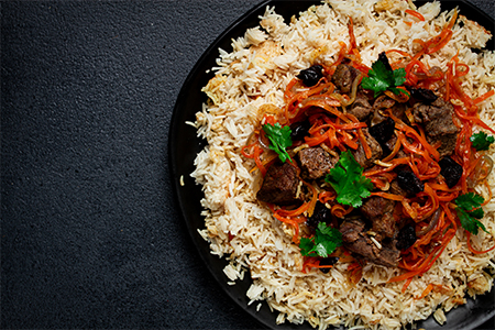 pilaf, the national dish of Afghanistan, rice with meat