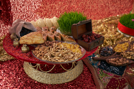 Table set up traditional Iranian new years 