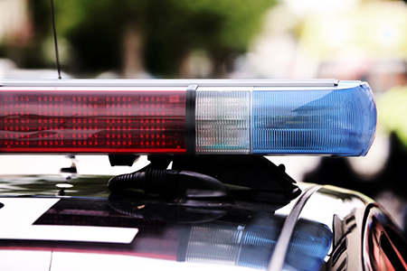 close up of light bar on police car - daytime