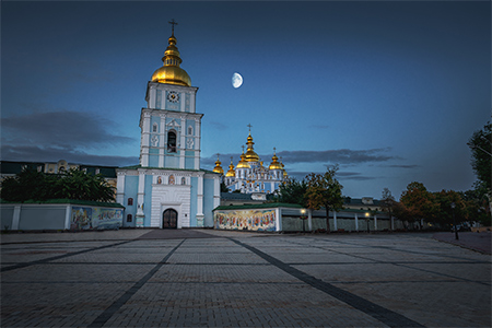 St. Michael's Golden-Domed Monastery at night - Kiev, Ukraine