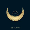 vector eid-al-fitr background with golden decorated moon and star mosque