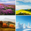 Four season nature landscapes in mountains.