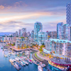 Beautiful view of downtown Vancouver skyline, British Columbia, Canada at sunset