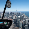 Aerial view of Toronto city skyline from helicopter