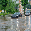 Flooding of the road after a storm