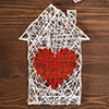 house made of string - hearts in centre and chimney