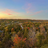 Autumn forest landscape in orange color viewed from above at Lions Lookout, Huntsville