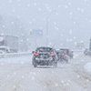 Cars driving in the snow