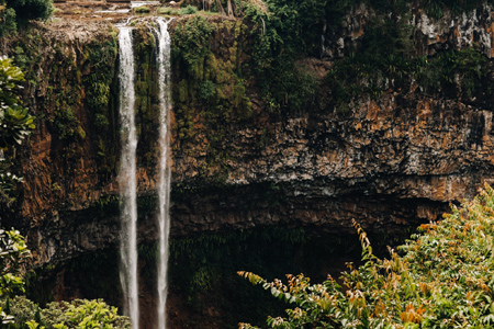 Waterfall in the jungle of the island