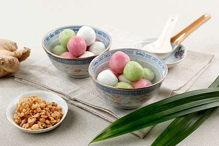 Ronde, Indonesian Traditional Warm Ginger Drink with Glutinous Rice Dumpling Balls. Sticky Rice Ball