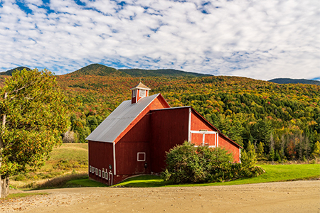 Grandview farm barn by the side of the track