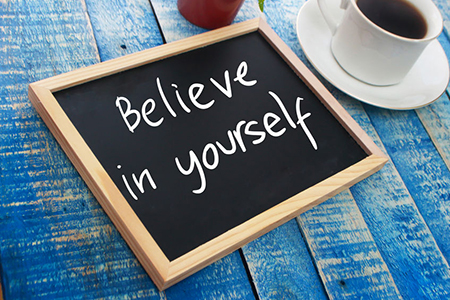 believe in yourself on chalkboard