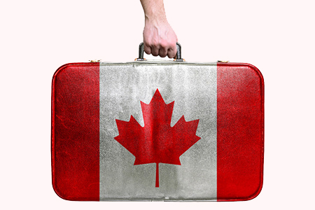 briefcase with canada flag