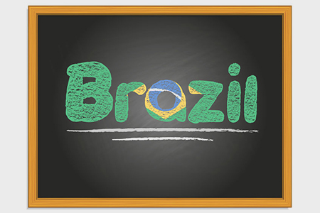 chalkboard with brazil written in green