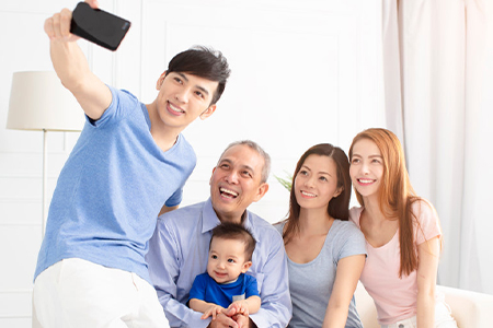 Family taking a photo