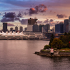 Brockton Point Lighthouse in Stanley Park with downtown Vancouver in the background