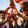 Friends Making Hands as Peace Sign Together
