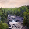 High angle view of waterfall and trees in a national park