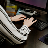 co-op student typing on the keyboard