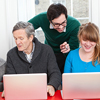 People taking computer class together
