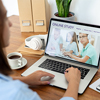 Young woman, distant learning, online on laptop