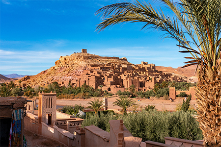 View of the Ait ben Haddou near Ouarzazate on the edge of the sahara desert in Morocco