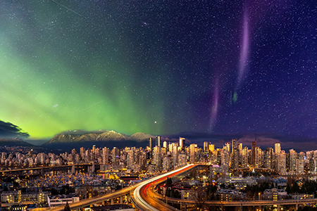 Downtown Vancouver, British Columbia, Canada. Beautiful Aerial Panoramic View of a Modern City. City