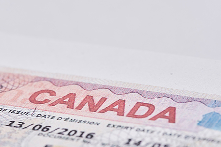 Macro shot of Canadian visa