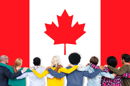 Canada National Flag Teamwork Diversity Concept