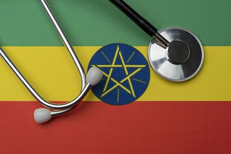 Ethiopia flag and stethoscope