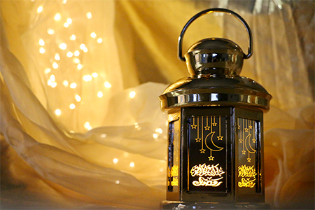 Ramadan lantern, holographic starlight