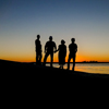 silhouette, family, island, canada, lake, sunset, people, men, woman, dusk, travel, horizon, evening