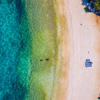 Aerial view of sandy beach on the island