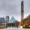 Canada 150 sign in the Edmonton Canada City Hall