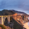 Bixby Creek Bridge on Highway 1 at the US West Coast traveling south to Los Angeles, Big Sur Area, C