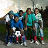 group photo of teenage boys on football pitch
