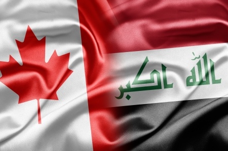 canada and iraq flags blended