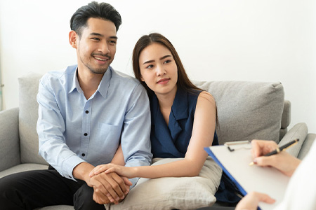 Happy couple at counselling