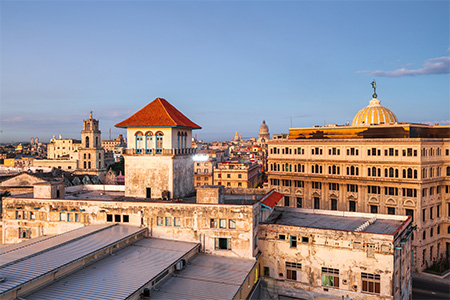 Havana, Cuba downtown skyline from the port at dawn