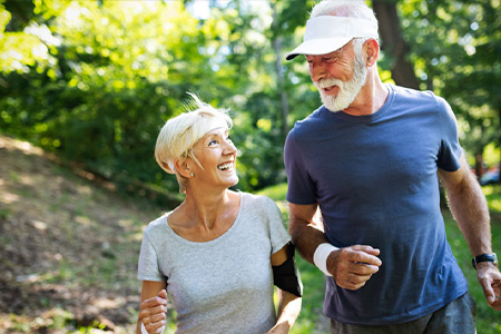 Mature couple out for a jog