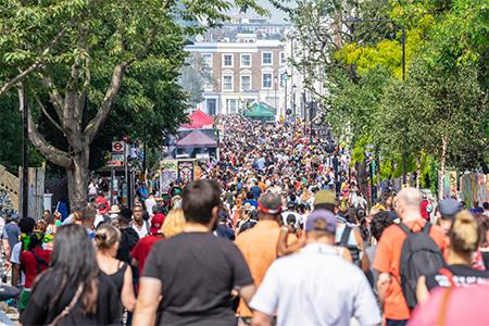 crowded street in festival