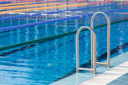 Detail from sports competition swimming pool with swim lanes